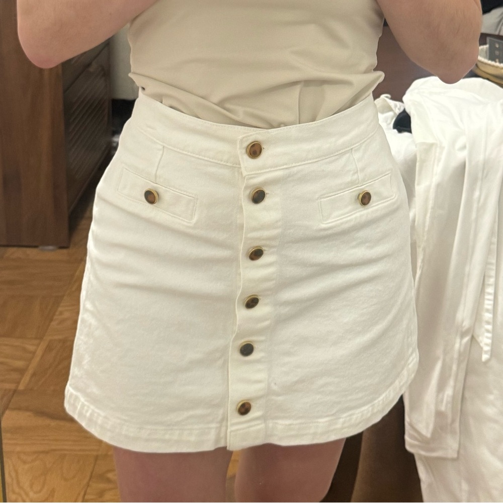 Reformation White Denim Mini Skirt